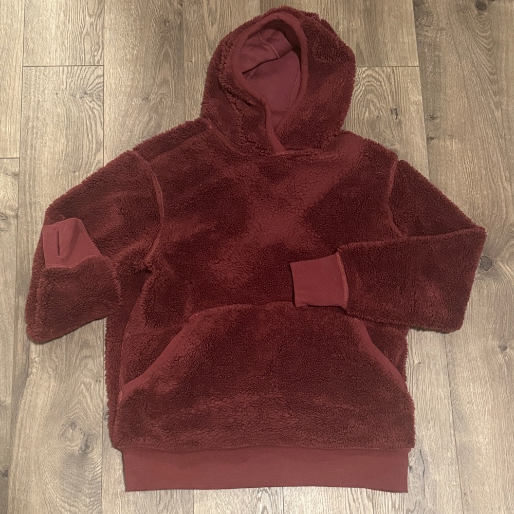 Athleta Burgundy Fleece Sherpa Reversible Hoodie
